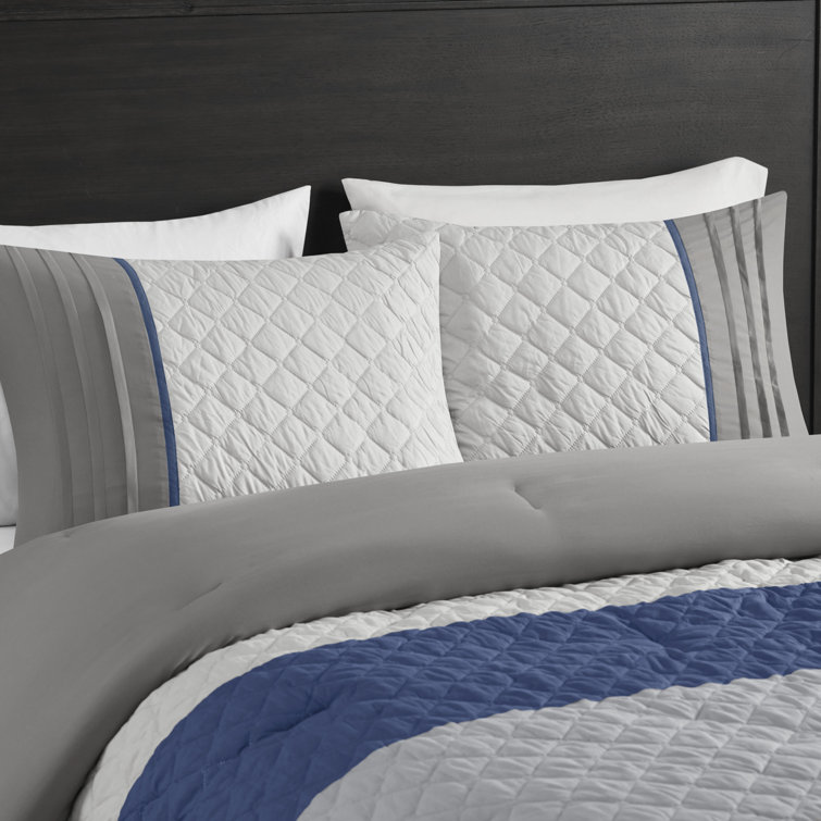 King Blue Microfiber 7-Piece Modern Bedspread Set