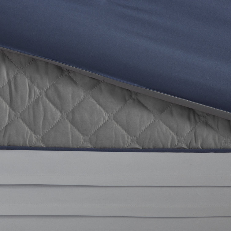 King Blue Microfiber 7-Piece Modern Bedspread Set