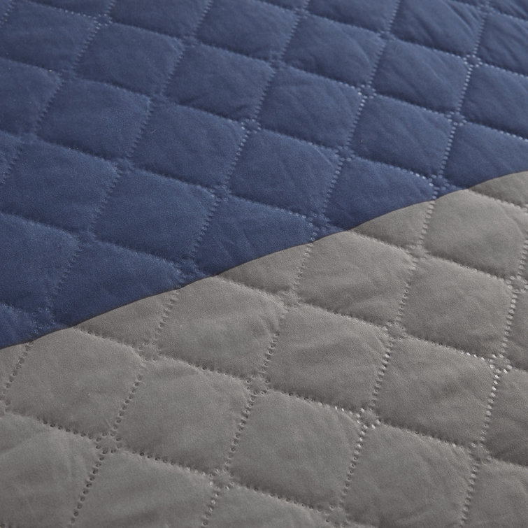 King Blue Microfiber 7-Piece Modern Bedspread Set