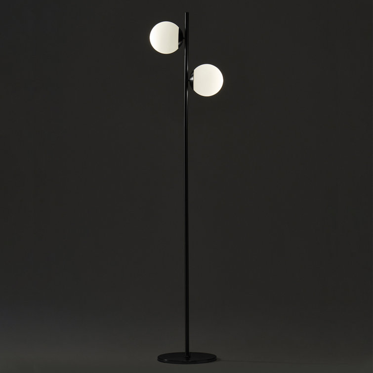 Brightech Sphere Kids 65" Black LED Floor Lamp with Frosted Globes