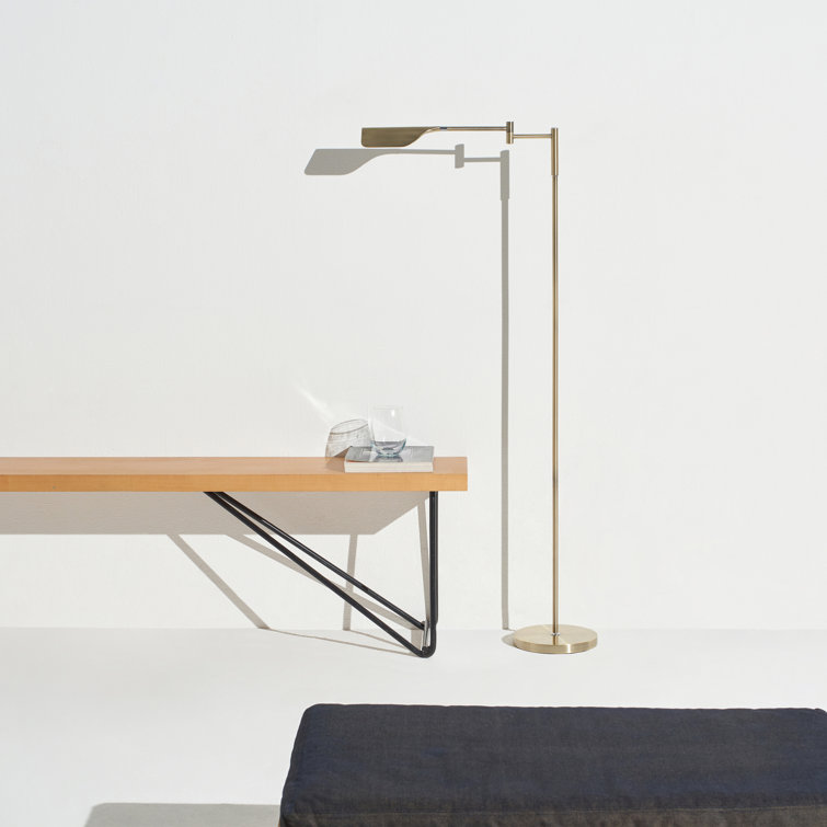 Elegant Antique Brass 53" Adjustable LED Task Floor Lamp with 3-Way Dimmer