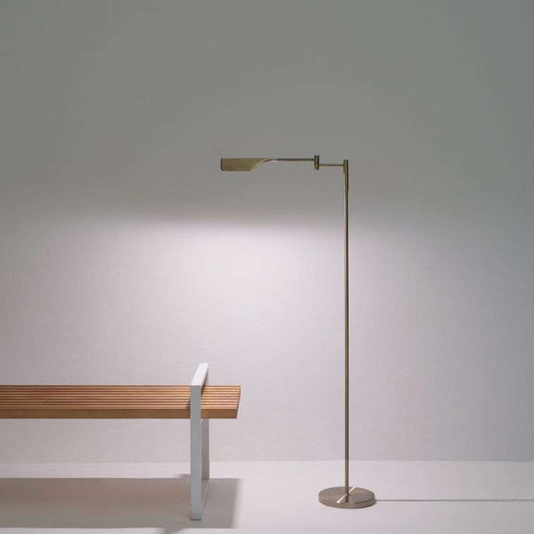 Elegant Antique Brass 53" Adjustable LED Task Floor Lamp with 3-Way Dimmer