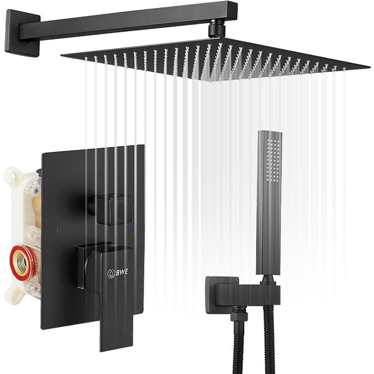Matte Black Brass Wall Mounted Rain Shower System