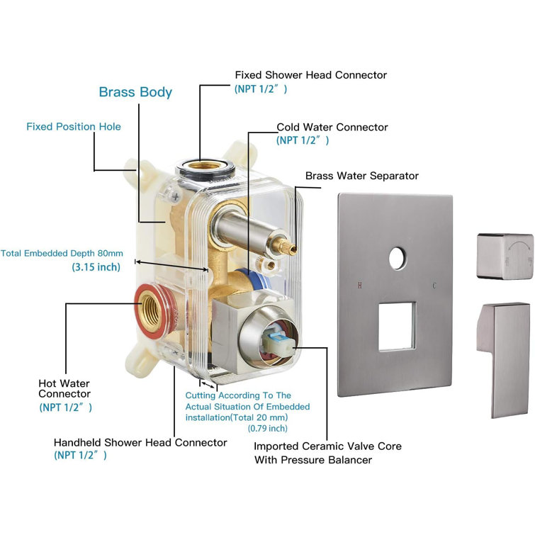 Brushed Nickel 10-Inch Wall Mounted Rain Shower System