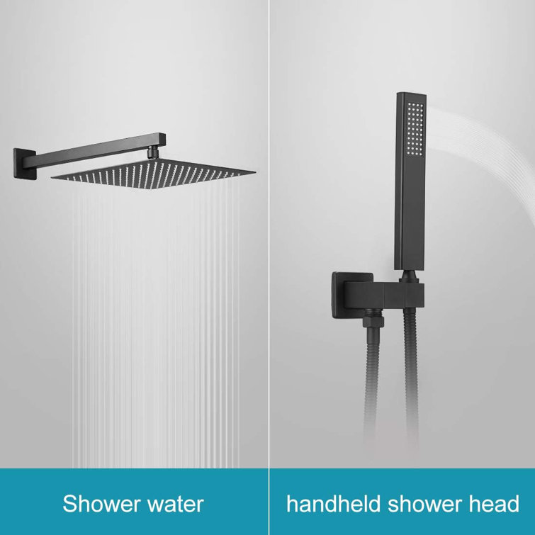 Matte Black Brass Wall Mounted Rain Shower System