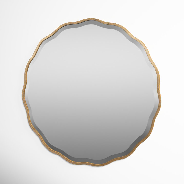Aged Gold Scalloped Edge Engineered Wood Wall Mirror
