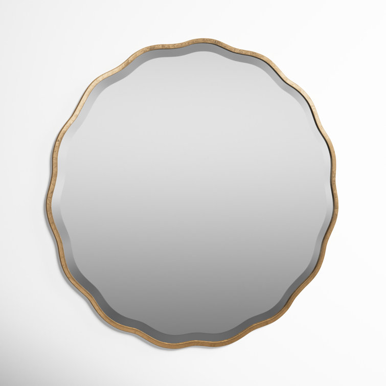 Aged Gold Scalloped Edge Engineered Wood Wall Mirror