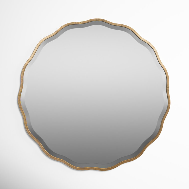 Aged Gold Scalloped Edge Engineered Wood Wall Mirror