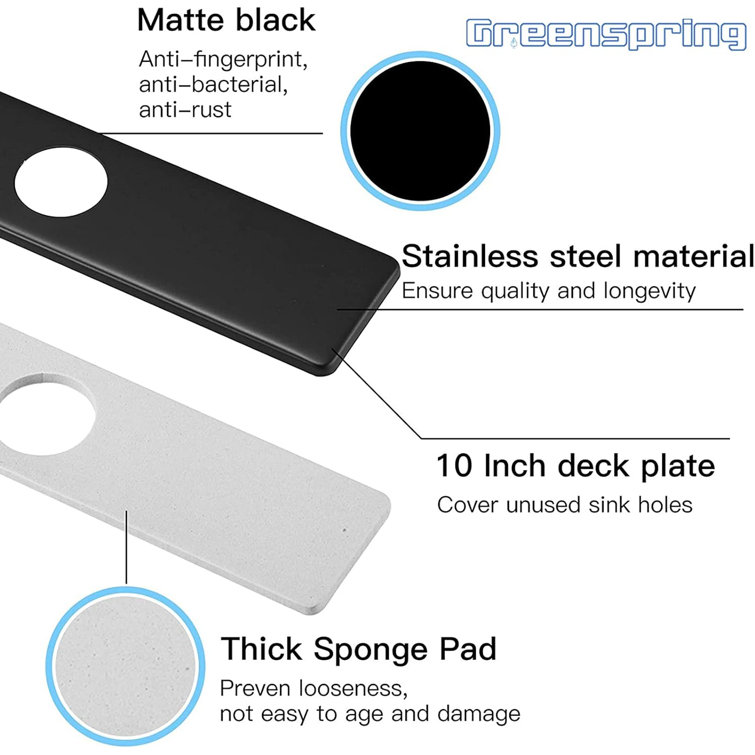 Matte Black Stainless Steel 10 Inch Sink Hole Cover Deck Plate