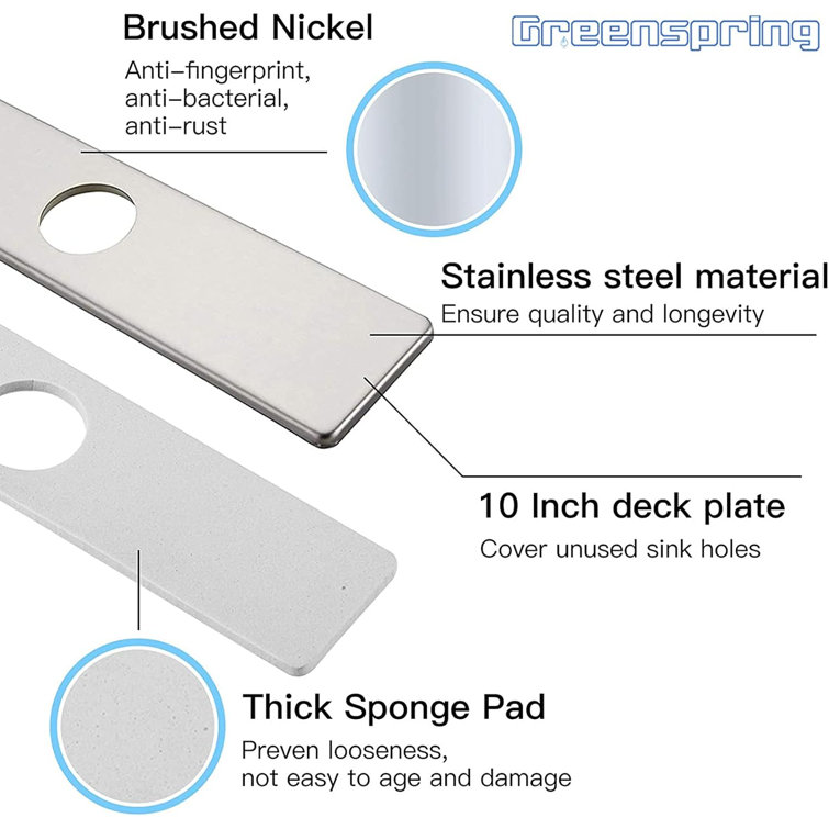Brushed Nickel Stainless Steel 10 Inch Sink Hole Cover Plate