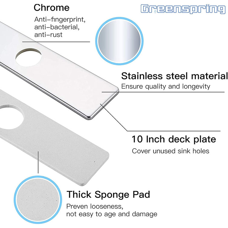 Polished Chrome Stainless Steel 10 Inch Sink Hole Cover Deck Plate