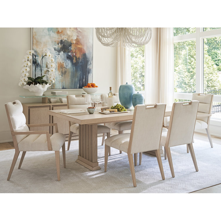 Beige Wood Extendable Rectangular Dining Table for Eight