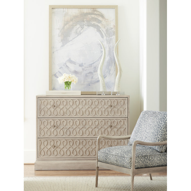 Beige Transitional 3-Drawer Dresser with Sinuous Design