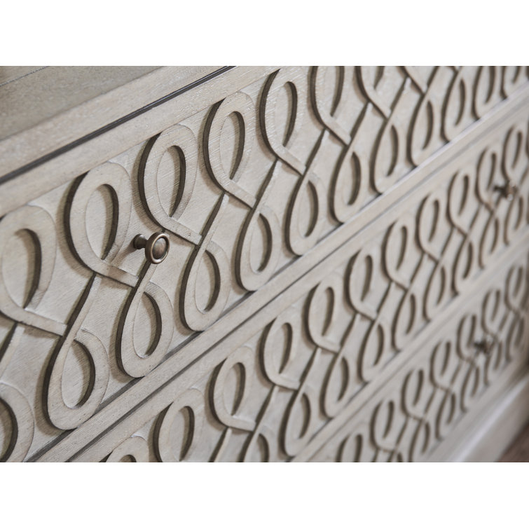 Beige Transitional 3-Drawer Dresser with Sinuous Design