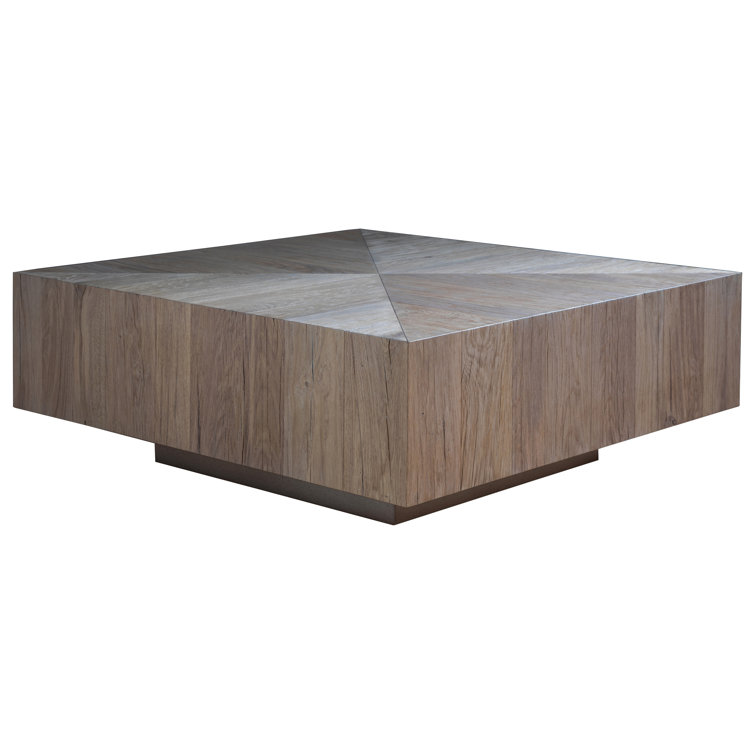 Rustic Gray Oak Square Pedestal Coffee Table