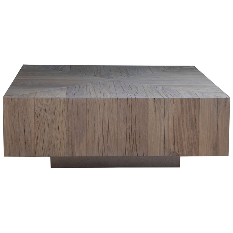 Rustic Gray Oak Square Pedestal Coffee Table