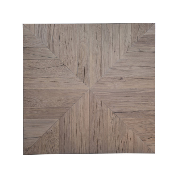 Rustic Gray Oak Square Pedestal Coffee Table