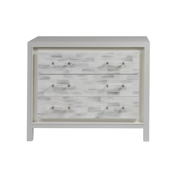 Elation White Faux Horn 3-Drawer Hall Chest