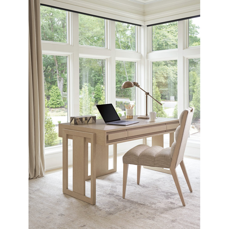 Beige Oak Contemporary Writing Desk with Drawer