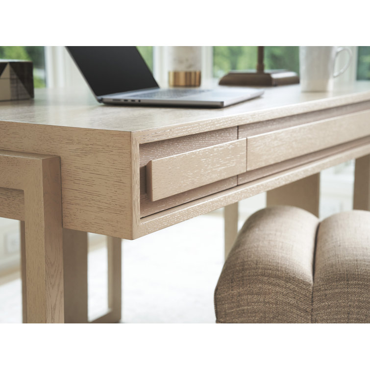 Beige Oak Contemporary Writing Desk with Drawer