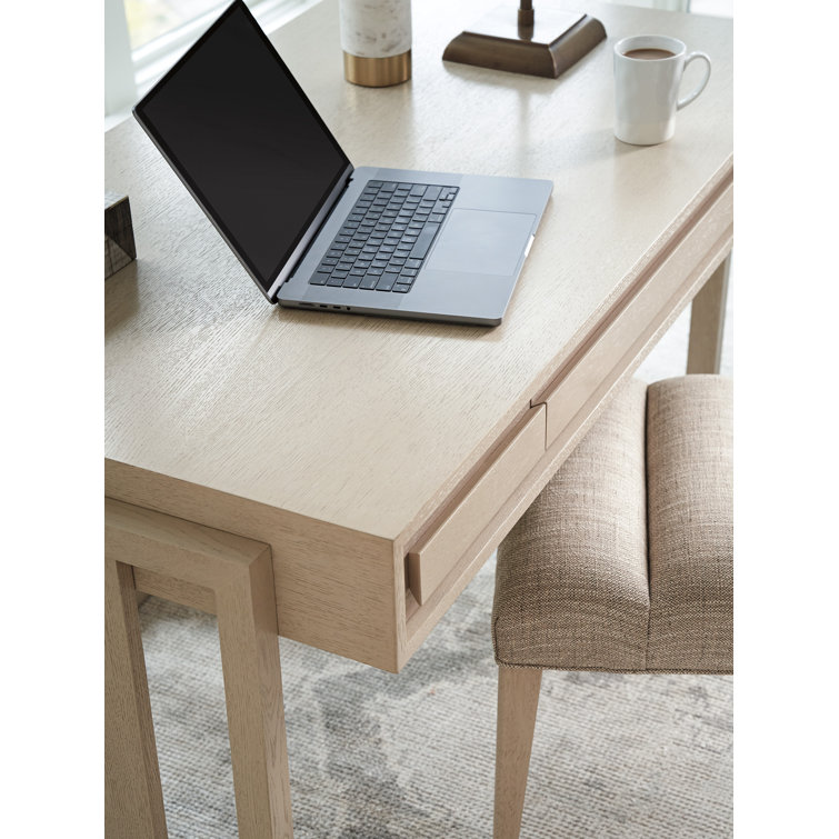 Beige Oak Contemporary Writing Desk with Drawer