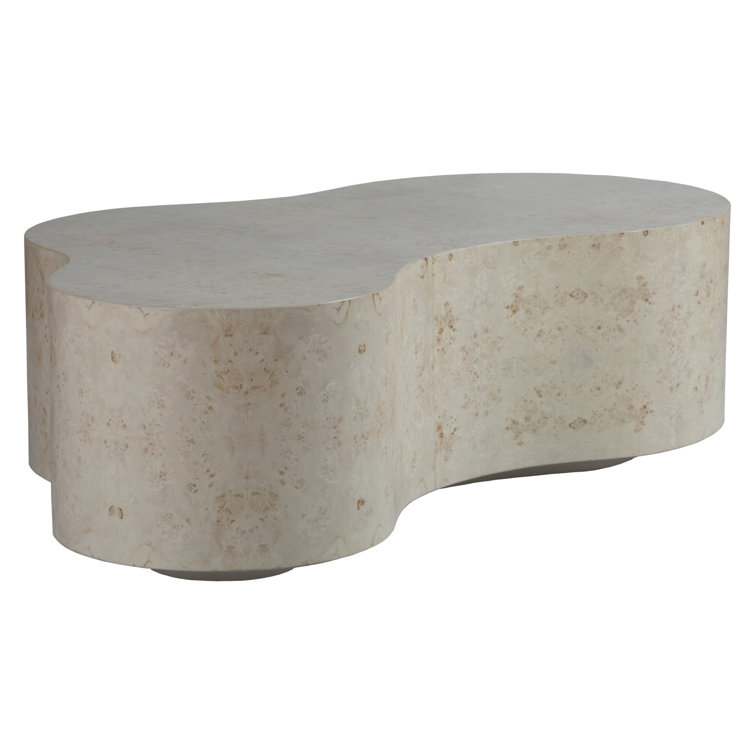 Baronet Beige Mappa Burl Veneer Free Form Coffee Table