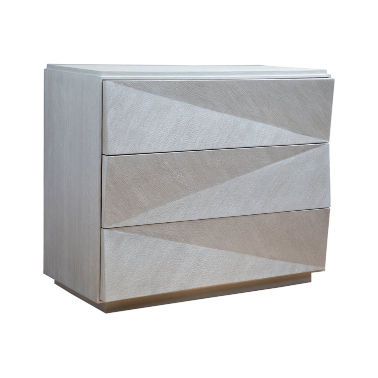 Gray Quartered Oak 42" Modern 3-Drawer Dresser