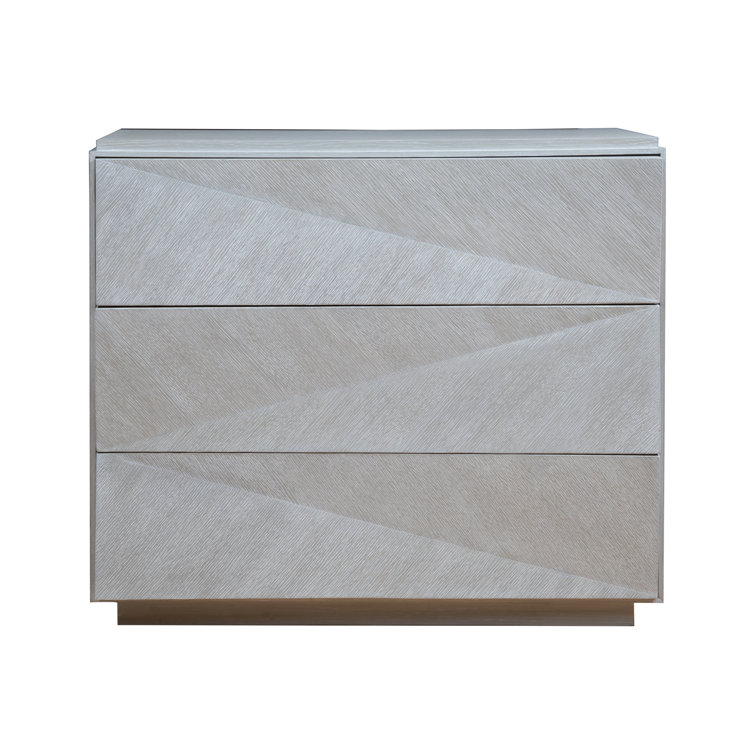 Gray Quartered Oak 42" Modern 3-Drawer Dresser