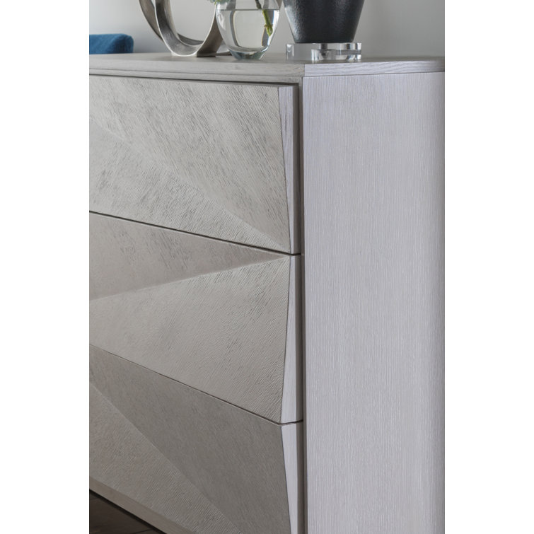 Gray Quartered Oak 42" Modern 3-Drawer Dresser