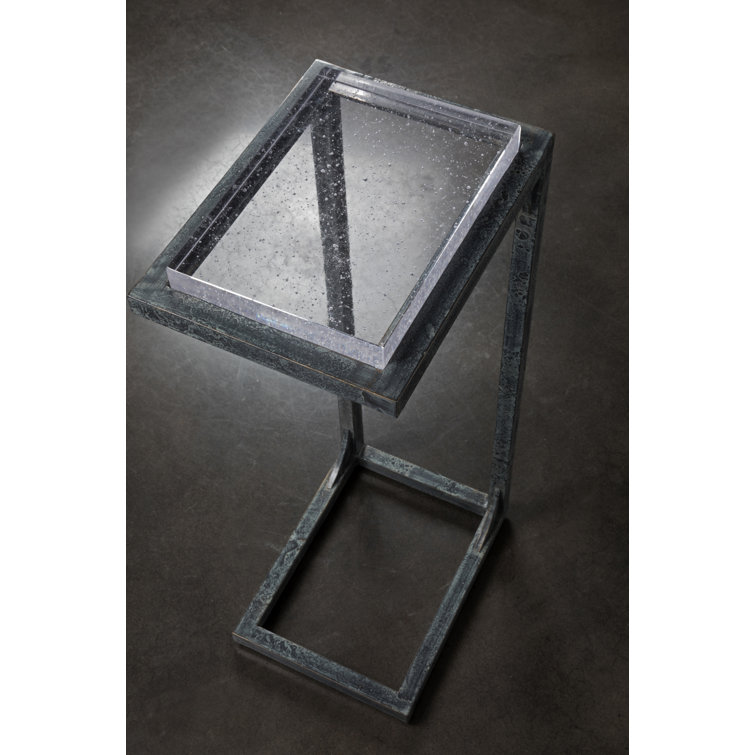 Gamma Gray Iron and Clear Glass Rectangular C-End Table
