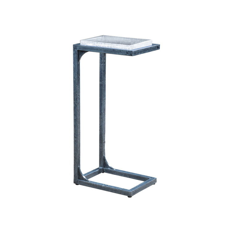 Gamma Gray Iron and Clear Glass Rectangular C-End Table