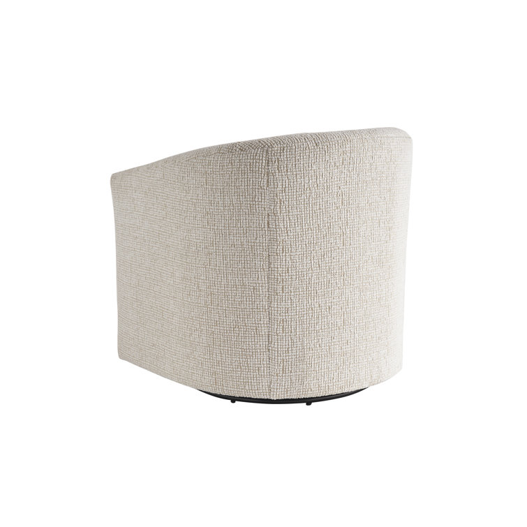 Cream Cotton Blend Swivel Barrel Chair