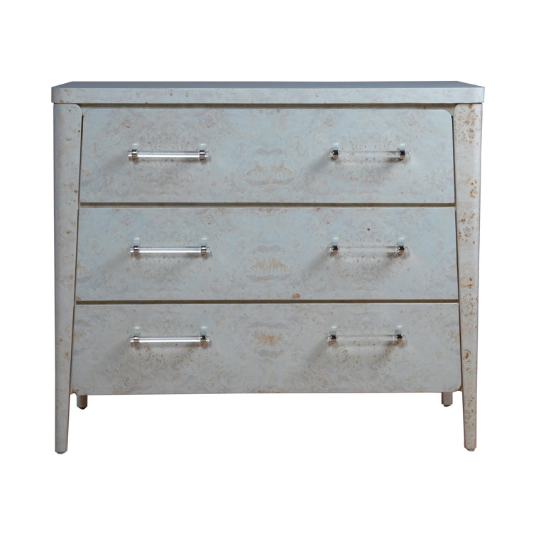 Gray Mappa Burl Transitional 42" 3-Drawer Dresser