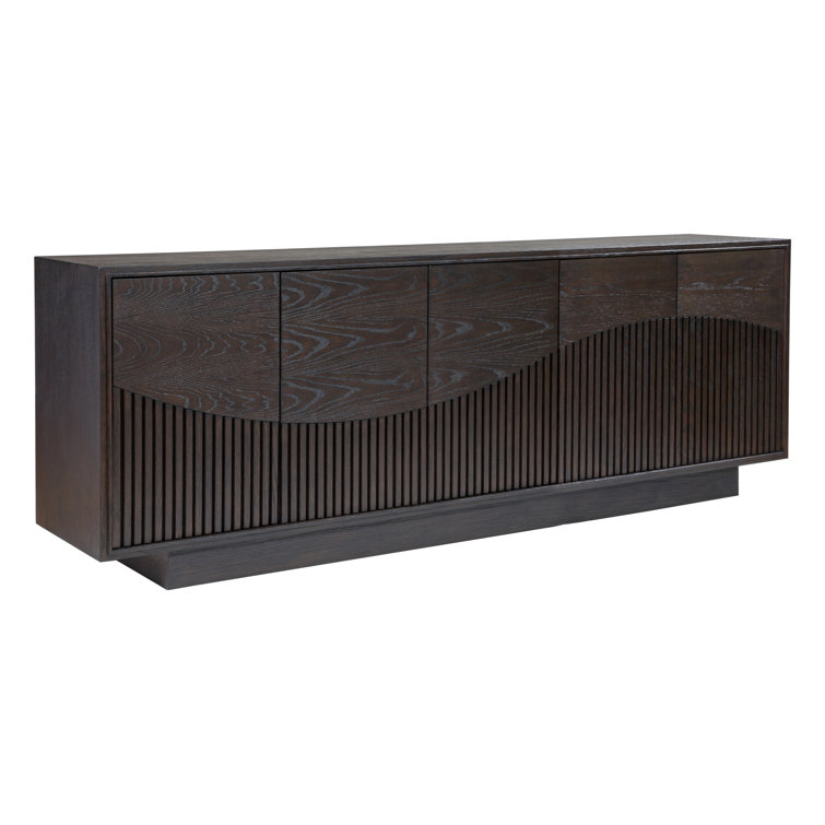 Mocha Brown Oak Modern Media Console with Cabinet