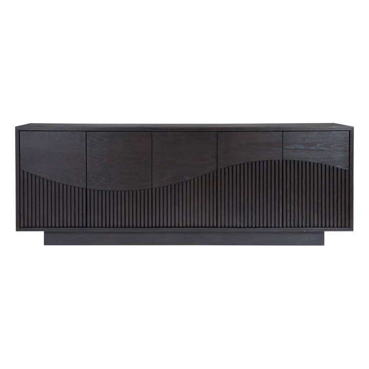 Mocha Brown Oak Modern Media Console with Cabinet
