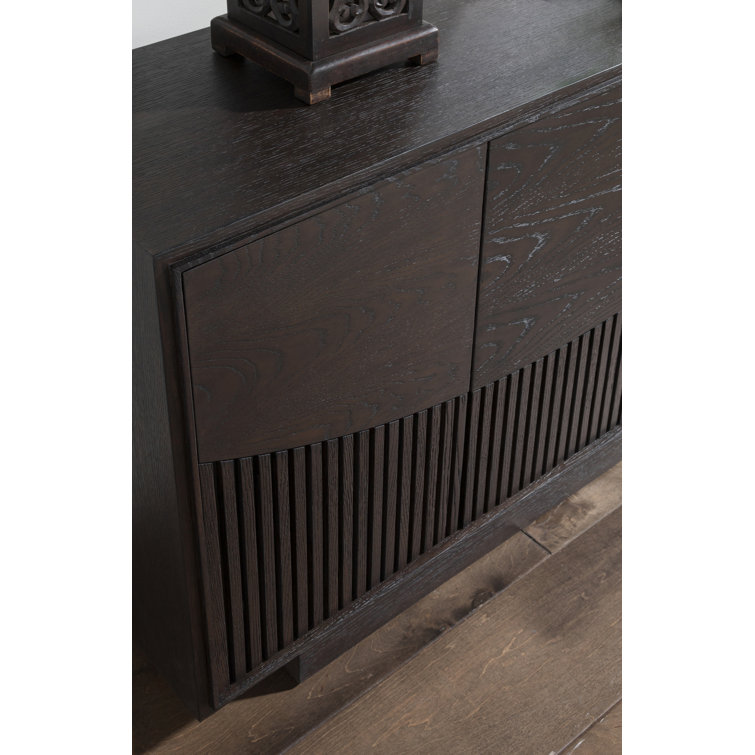 Mocha Brown Oak Modern Media Console with Cabinet