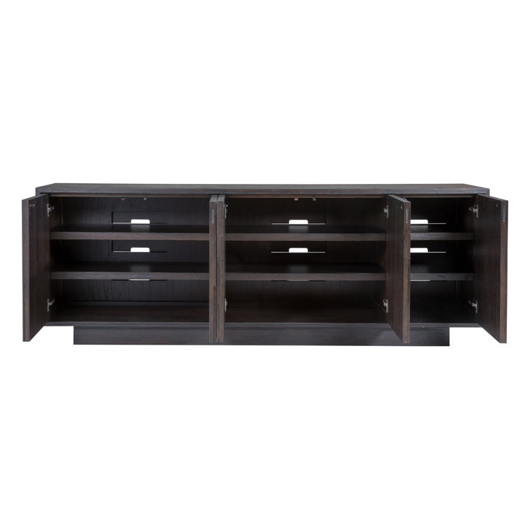 Mocha Brown Oak Modern Media Console with Cabinet