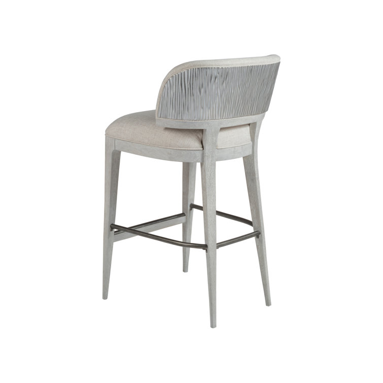 Misty White Oak and Linen Upholstered Bar Stool