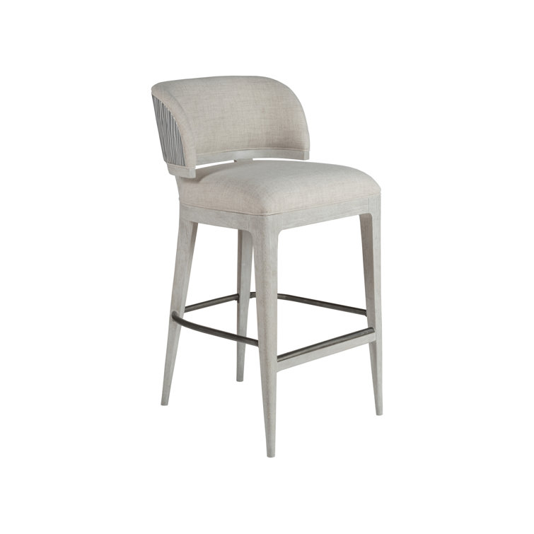 Misty White Oak and Linen Upholstered Bar Stool