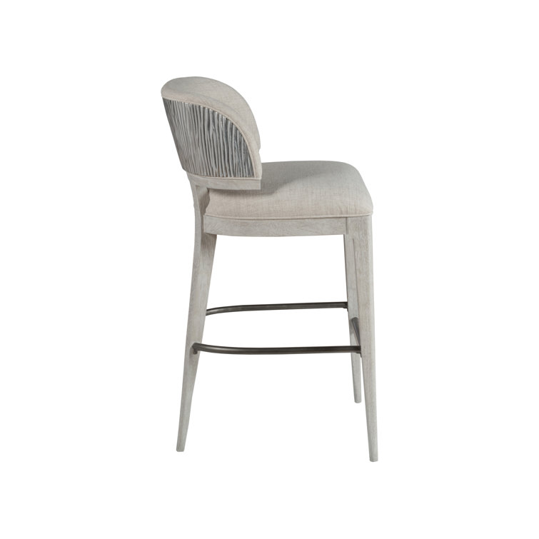 Misty White Oak and Linen Upholstered Bar Stool