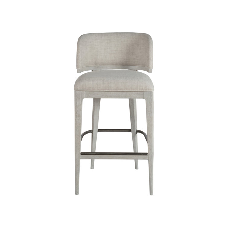 Misty White Oak and Linen Upholstered Bar Stool
