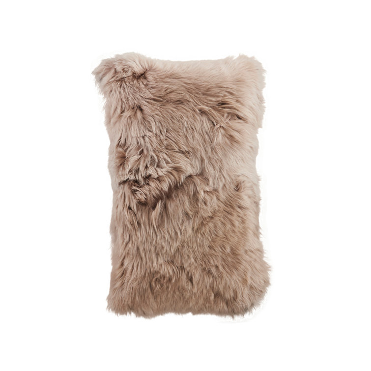Luxurious Brown Faux-Fur Lumbar Pillow with Velvet Cover