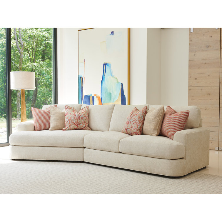 White Linen Two-Piece Corner Sectional Sofa