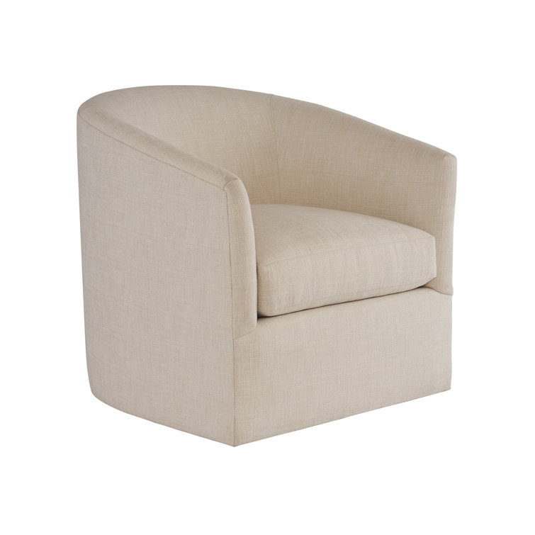 Taupe Polyester Blend Swivel Barrel Chair