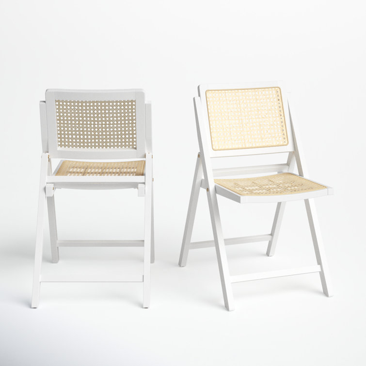 Desiree White & Natural Rattan Cane Folding Dining Chair