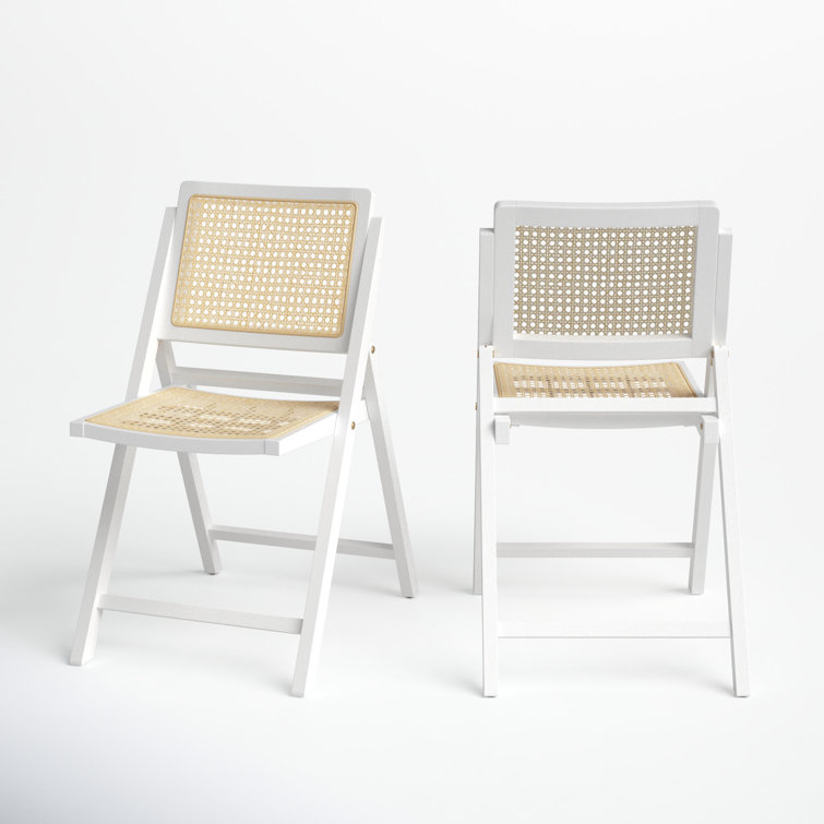 Desiree White & Natural Rattan Cane Folding Dining Chair