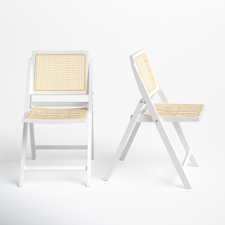 Desiree White & Natural Rattan Cane Folding Dining Chair