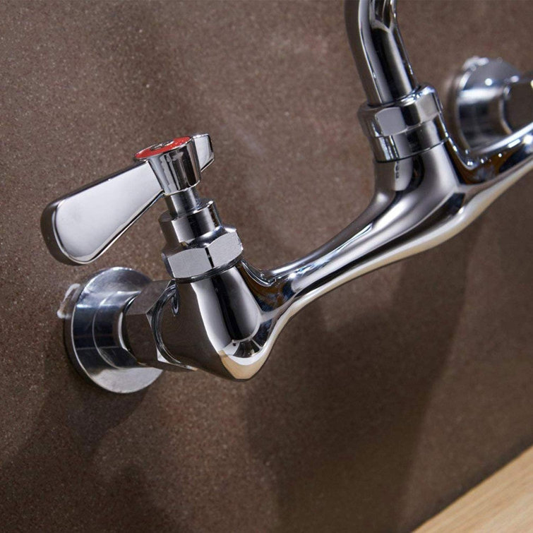 Chrome Wall Mounted 2-Handle Bathroom Faucet