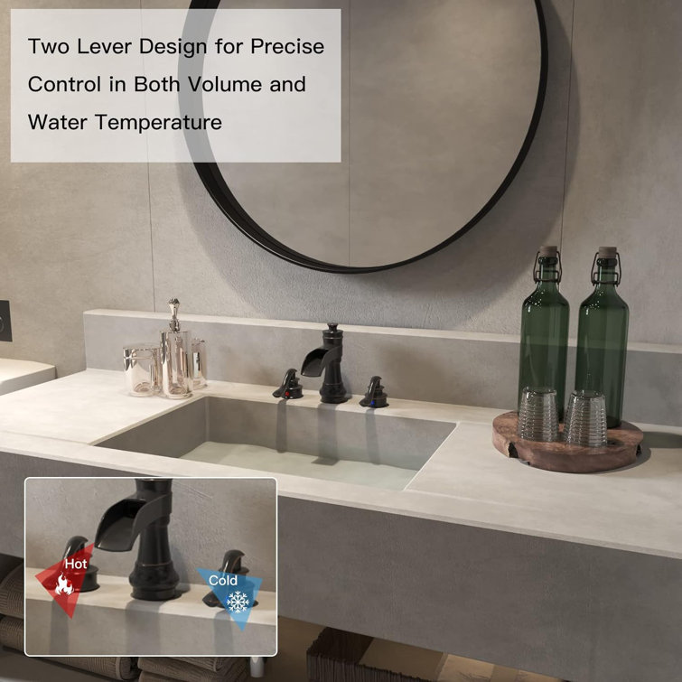 Oil-Rubbed Bronze Widespread 2-Handle Bathroom Faucet with Drain Assembly
