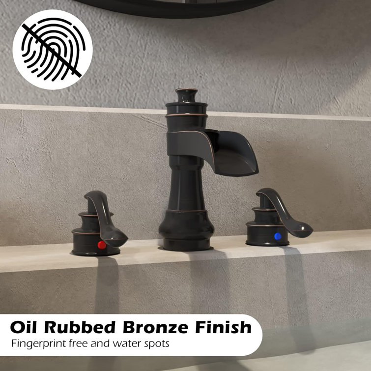 Oil-Rubbed Bronze Widespread 2-Handle Bathroom Faucet with Drain Assembly